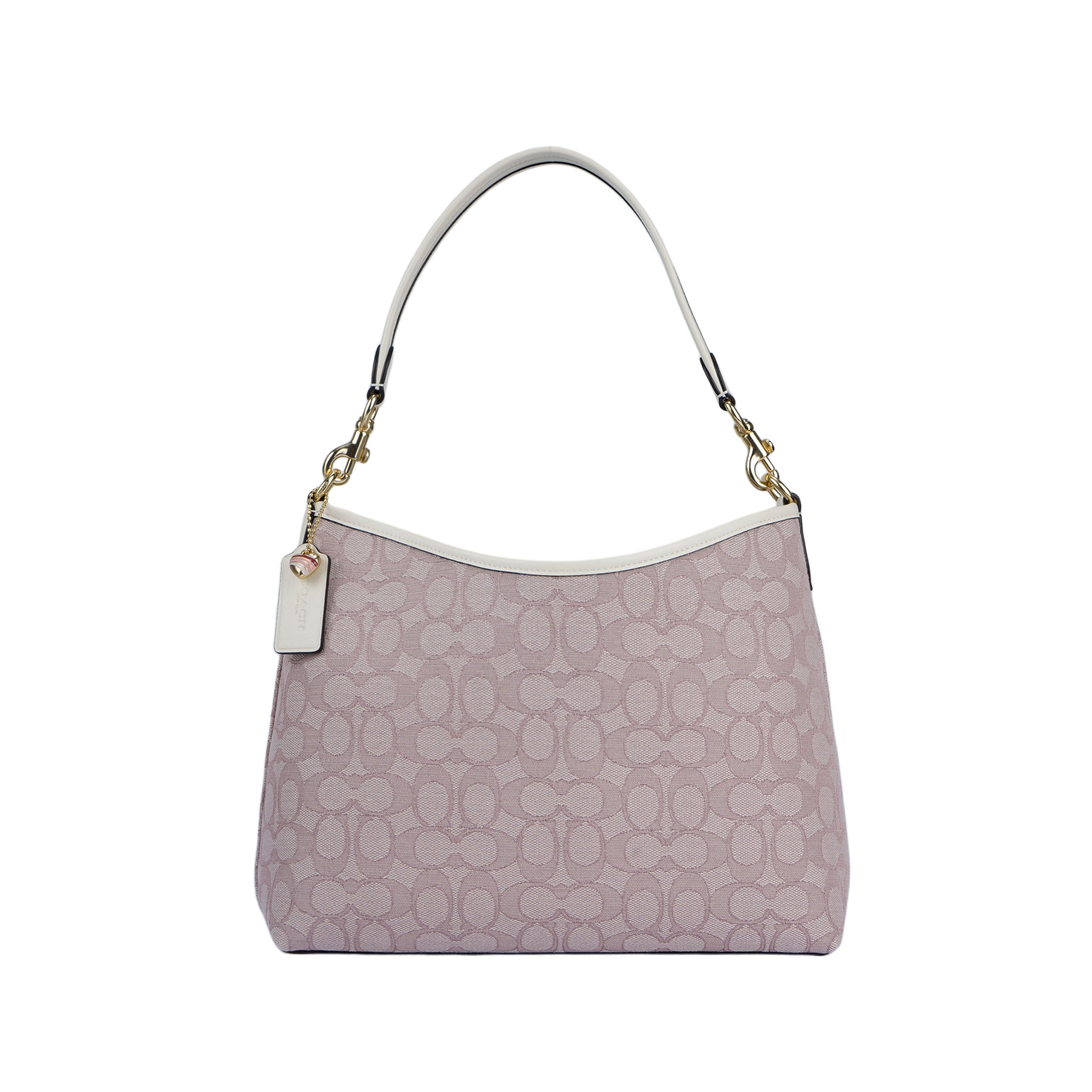 COACH Laurel 31 Gold Metal Logo Detachable Shoulder Strap Bag, Underarm Bag, Fabric Single Shoulder Bag, Large Size, Women's, Pink