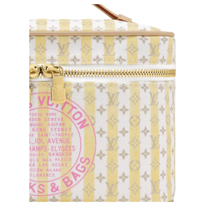 LOUIS VUITTON Nice Pastel Stripe Design Linen-Cotton Blend Coated Canvas Makeup Bag Mini Women's Multi-Color