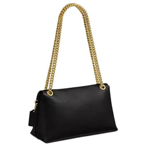 COACH Chelsea 30 adjustable gold chain shoulder strap push-lock openable zipper bag cowhide leather single shoulder crossbody bag large size women's black style