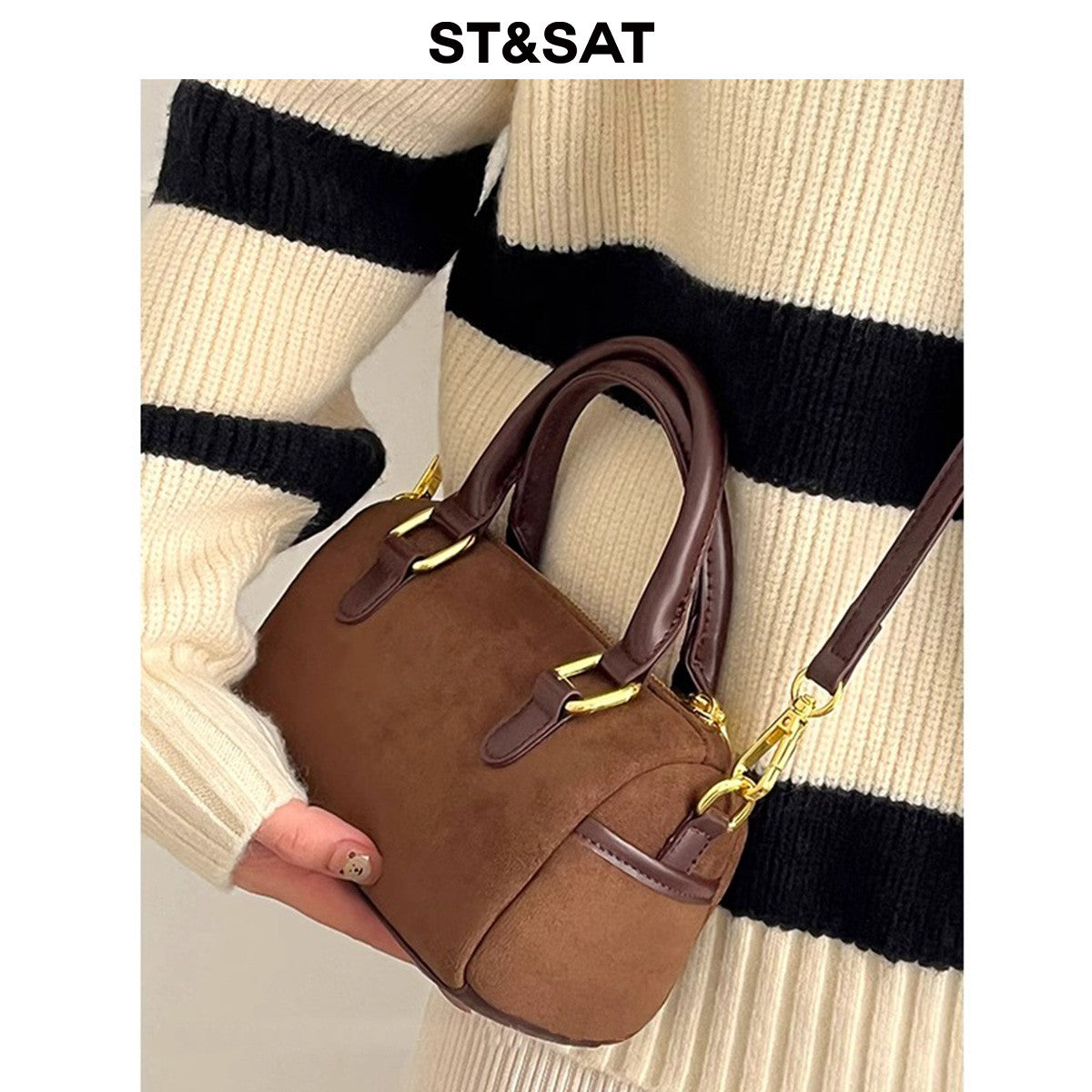 ST&SAT | Bag Women's 2024 New Hot Women's Shoulder Bag, Crossbody Bag, Handbag, Boston Cylinder Bag, Women's Bag