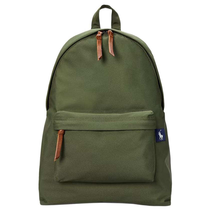 Polo Ralph Lauren brand logo zipper closure fabric backpack, unisex couple style, black