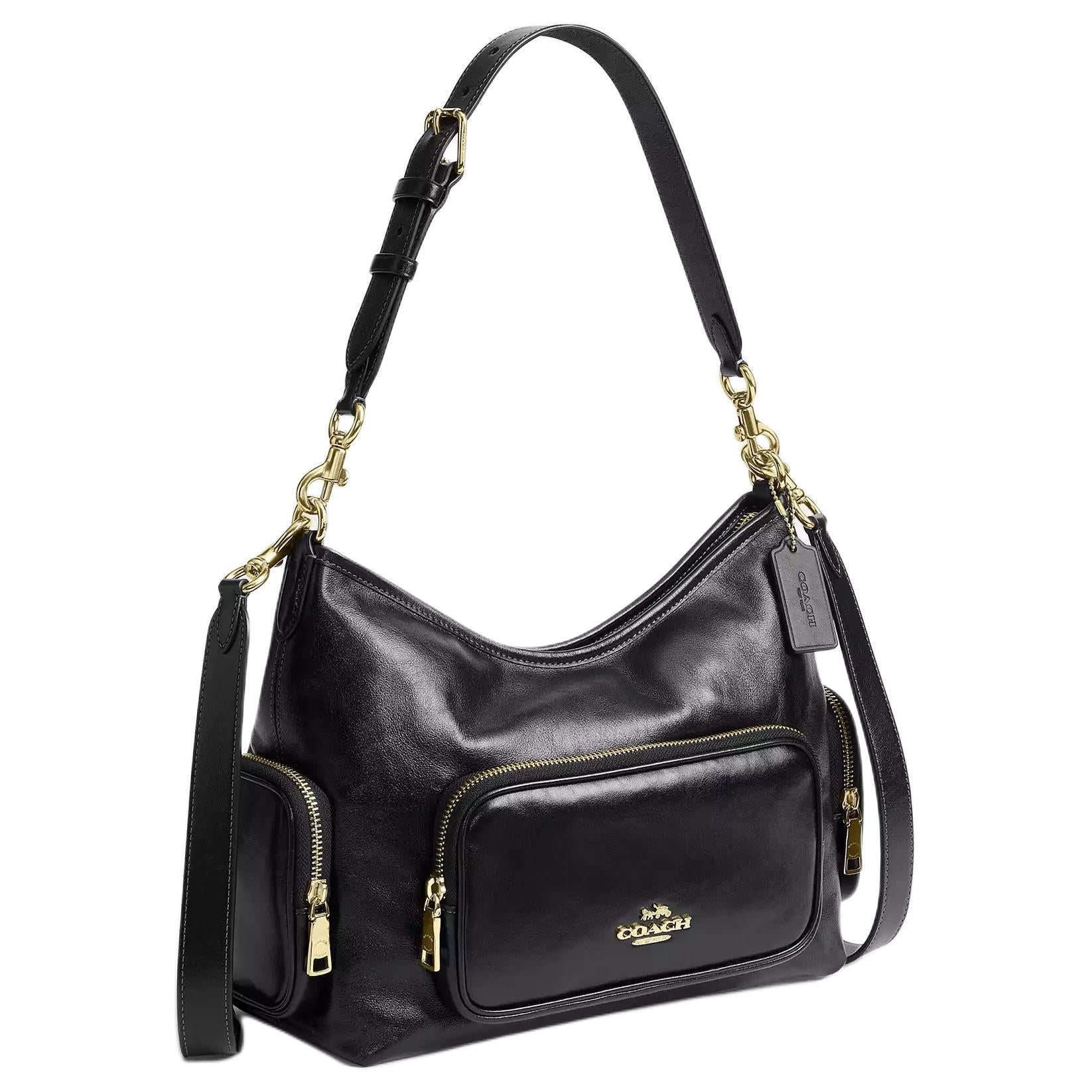 COACH Laurel 30 Zipper Detachable Shoulder Strap Leather Single Shoulder Bag Large Women's Black