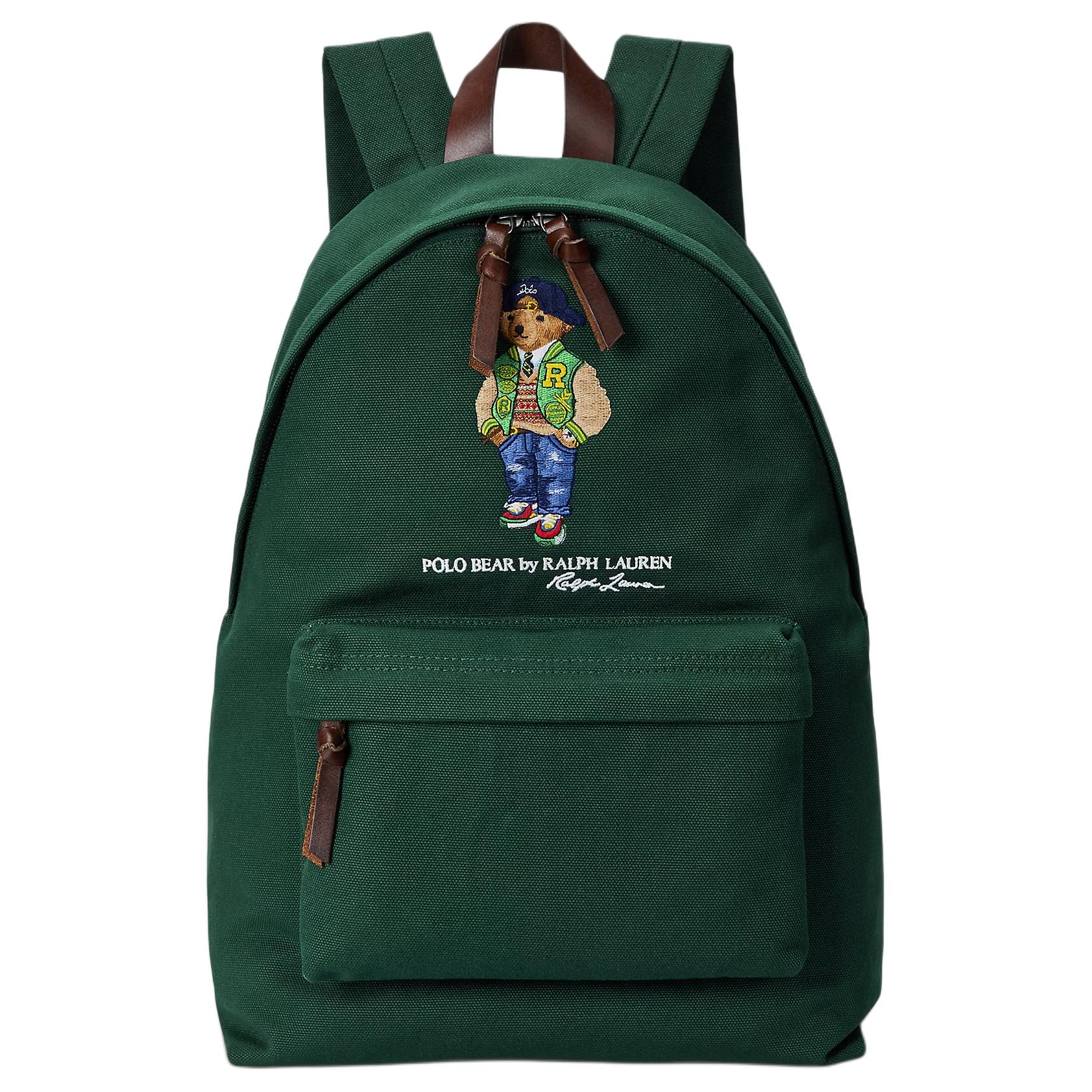 Polo Ralph Lauren Polo Bear Little Bear Embroidery Pattern Fabric Backpack Men's Green