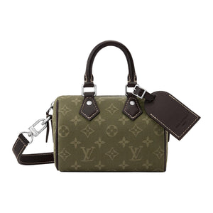 LOUIS VUITTON Speedy BANDOULIÈRE 18 Workwear Aesthetic Distressed Metal Monogram Surplus Jacquard Fabric Handbag Women's Green