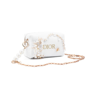 DIOR [Custom Makeup Bag] Amber Moonlight City French Lazy Floral Pearl Elegant Hepburn Style Regular Velvet Makeup Bag