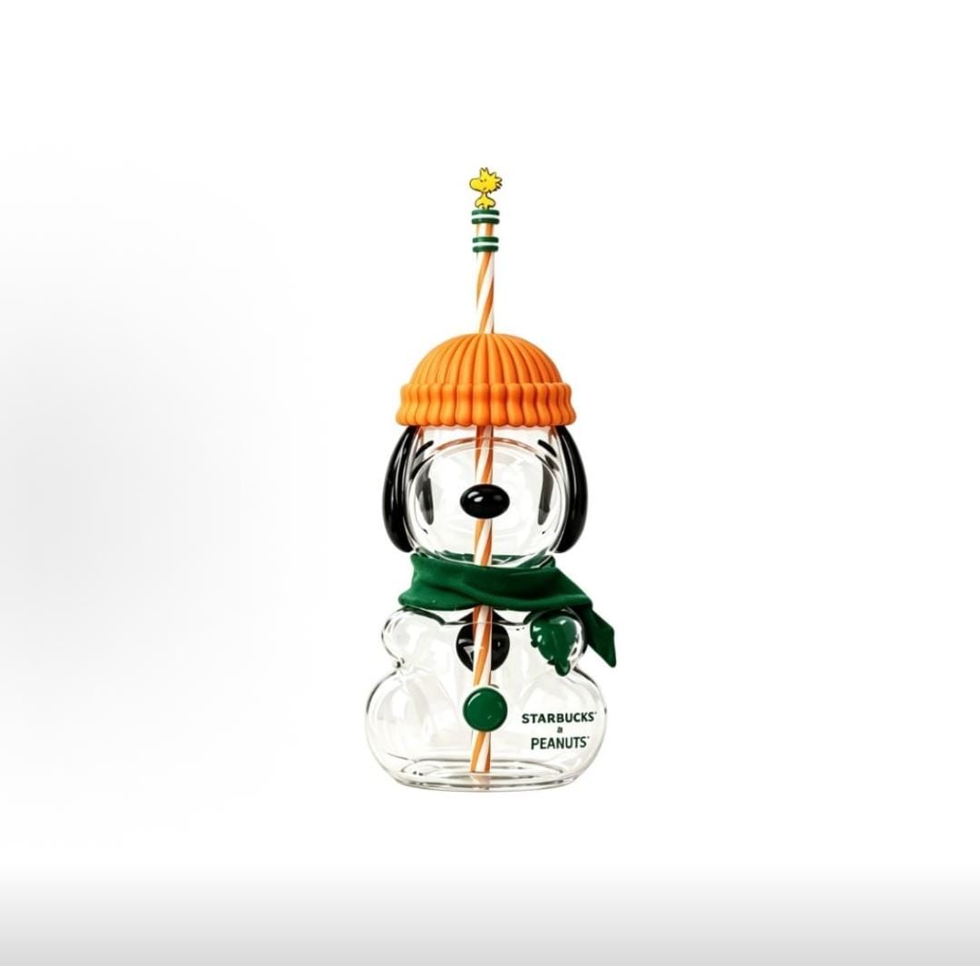Starbucks x Snoopy Glass Cup - Cute PEANUTS Home Straw Cup