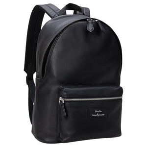 Polo Ralph Lauren logo zipper closure leather backpack and backpack men's black