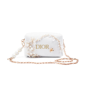 DIOR [Custom Makeup Bag] Amber Moonlight City French Lazy Floral Pearl Elegant Hepburn Style Regular Velvet Makeup Bag