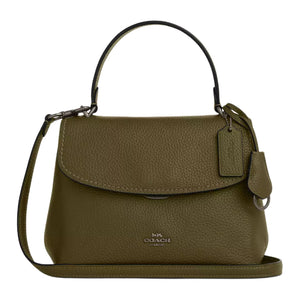 COACH Emory 25 Gold Logo Pebble Leather Tote Medium Women's Olive Green