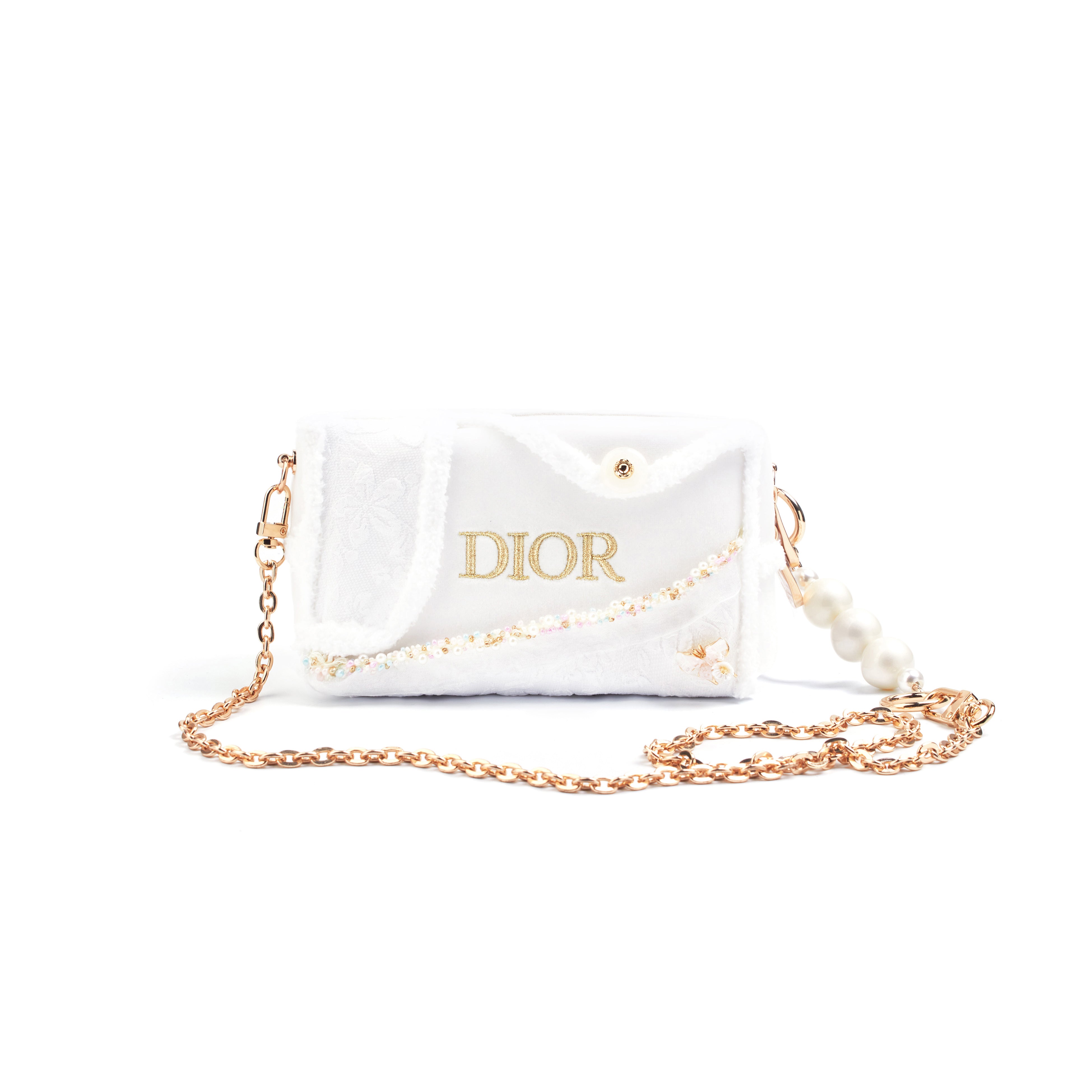 [Custom Makeup Bag] DIOR Amber Winter Variations Simple High-End Japanese Sweet Gentle Intellectual Style Embroidery Simple Regular Velvet Makeup Bag