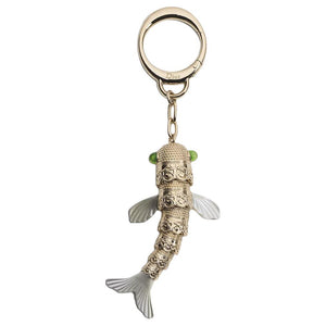 DIOR Dioriviera Little Fish Shape Design Gold-Plated Metal Pendant Unisex Couple Style Gold and Green