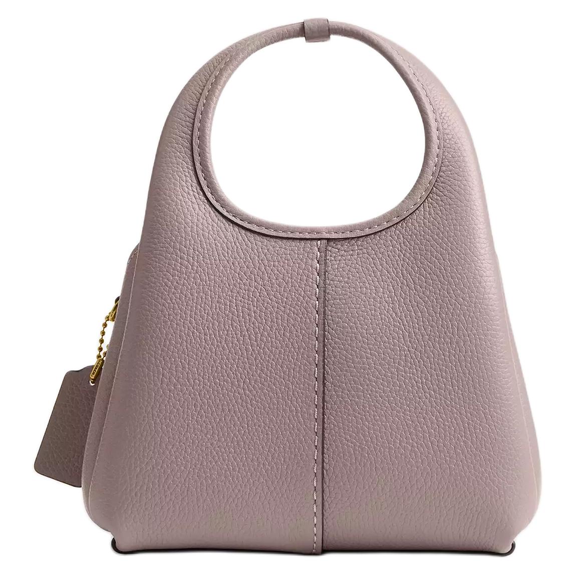 COACH Lana 19 Brand Logo Detachable Chain Strap Polished Pebble Pattern Leather Single Shoulder Crossbody Handbag Small Women's Brass Gray Edition