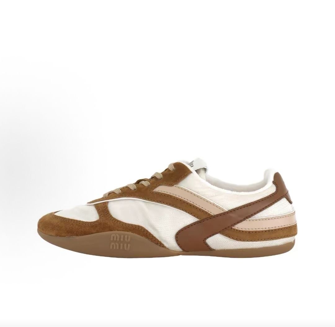 MIU MIU Deco Calfskin Distressed Lace-up Low-top Sneakers 2.2cm Women's White with Royal Blue
