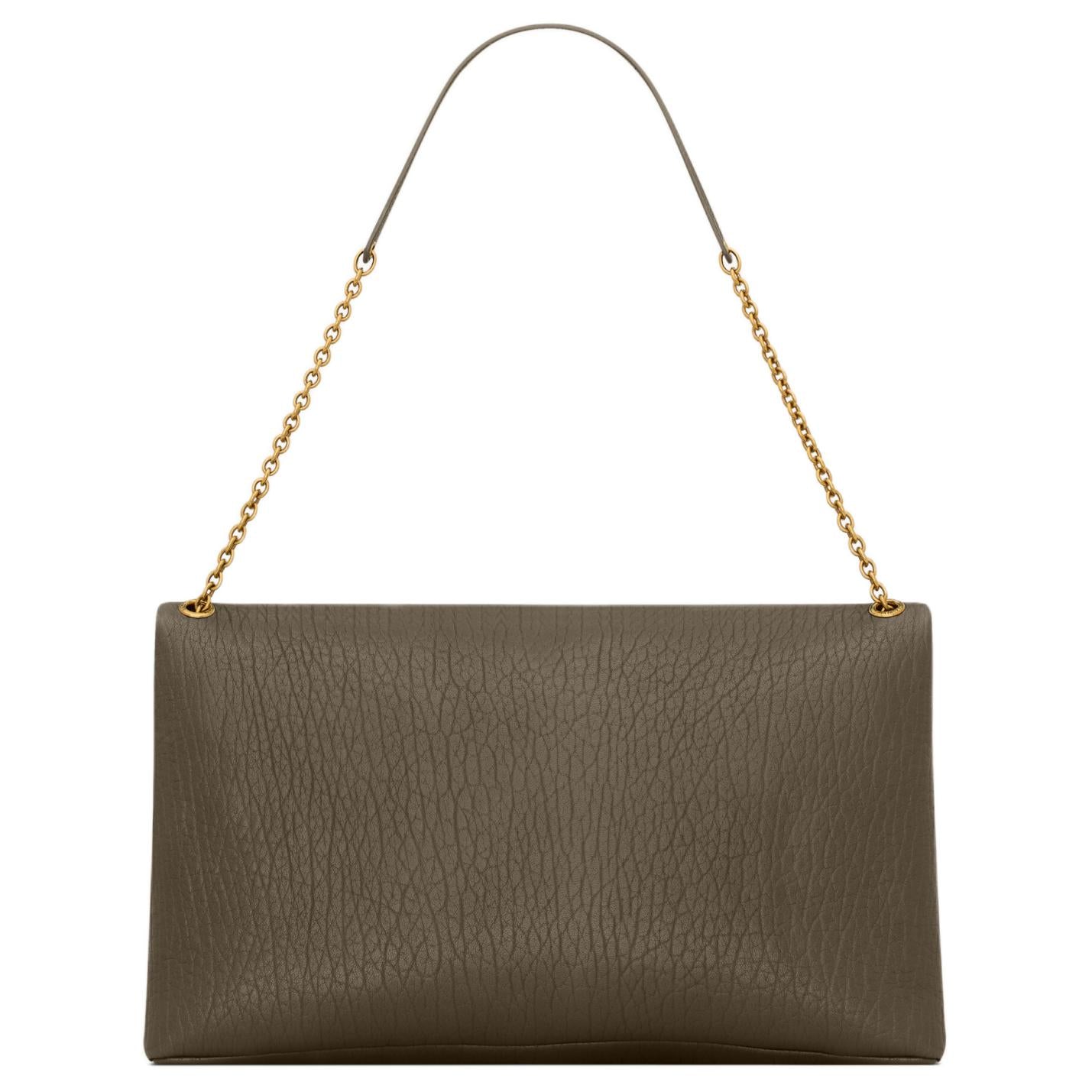 SAINT LAURENT YSL CASSANDRE CASSANDRE brand logo lambskin single shoulder bag extra large women's light musk color