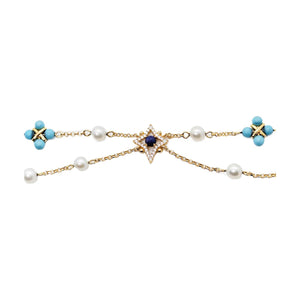 apm monaco Soleil Roman-style niche design INS trendy pearls and blue stones 925 silver elegant and exquisite 925 silver bracelet for women