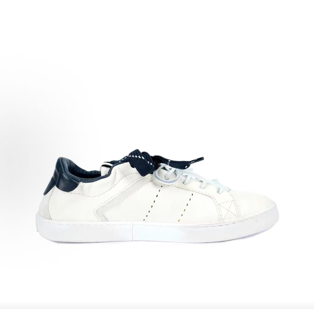 MIU MIU Deco Calfskin Distressed Lace-up Low-top Sneakers 2.2cm Women's White with Royal Blue