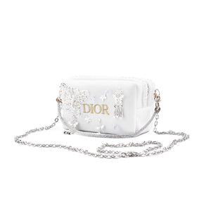 DIOR [Custom Makeup Bag] Little Flower Moonlight Butterfly Shadow Beautiful Romantic Elegant Butterfly Pearl Japanese Sweet Regular Velvet Makeup Bag