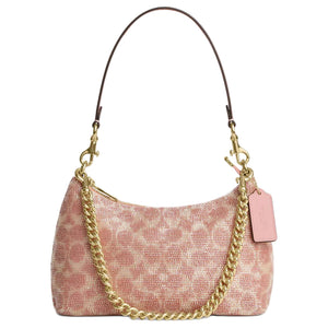 COACH Teri 24 Print Design Detachable Chain Fabric Single Shoulder Bag Medium Size Women's Pink