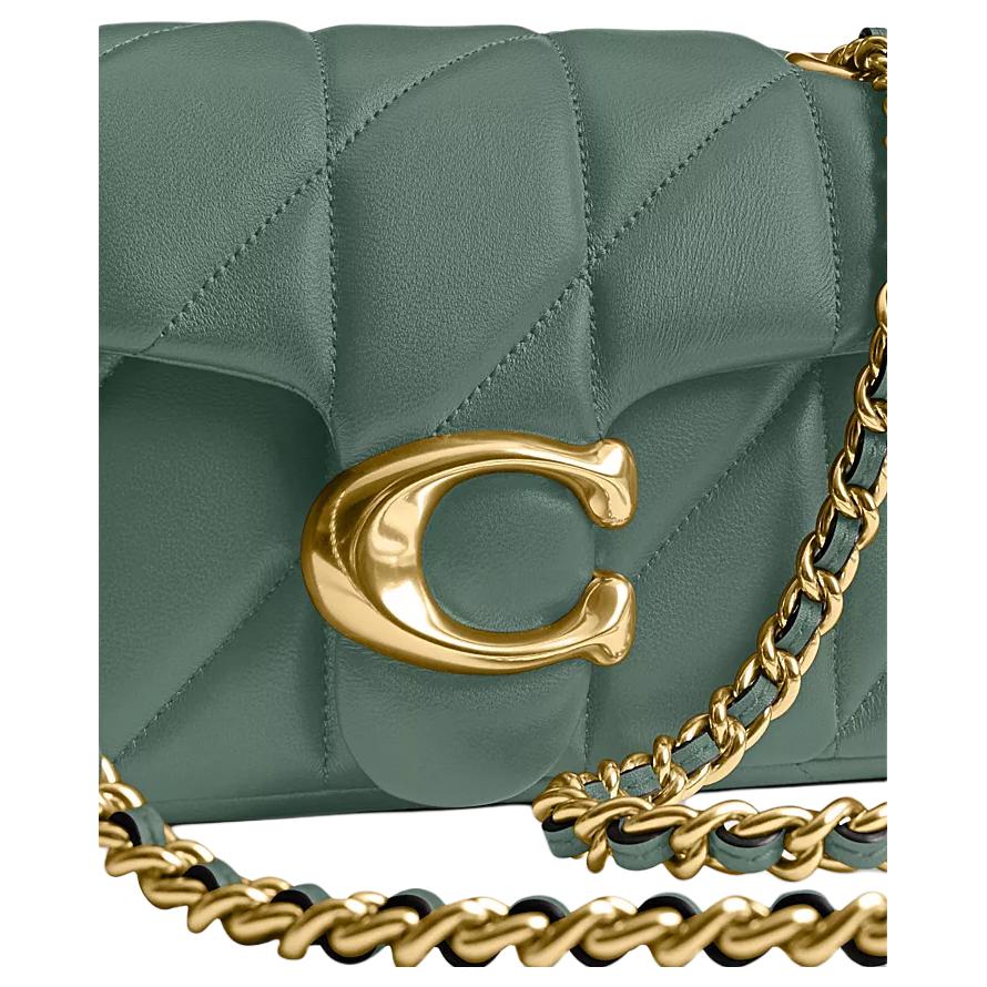 COACH Tabby 20 brass metal accessory leather shoulder bag small size women's gray-green