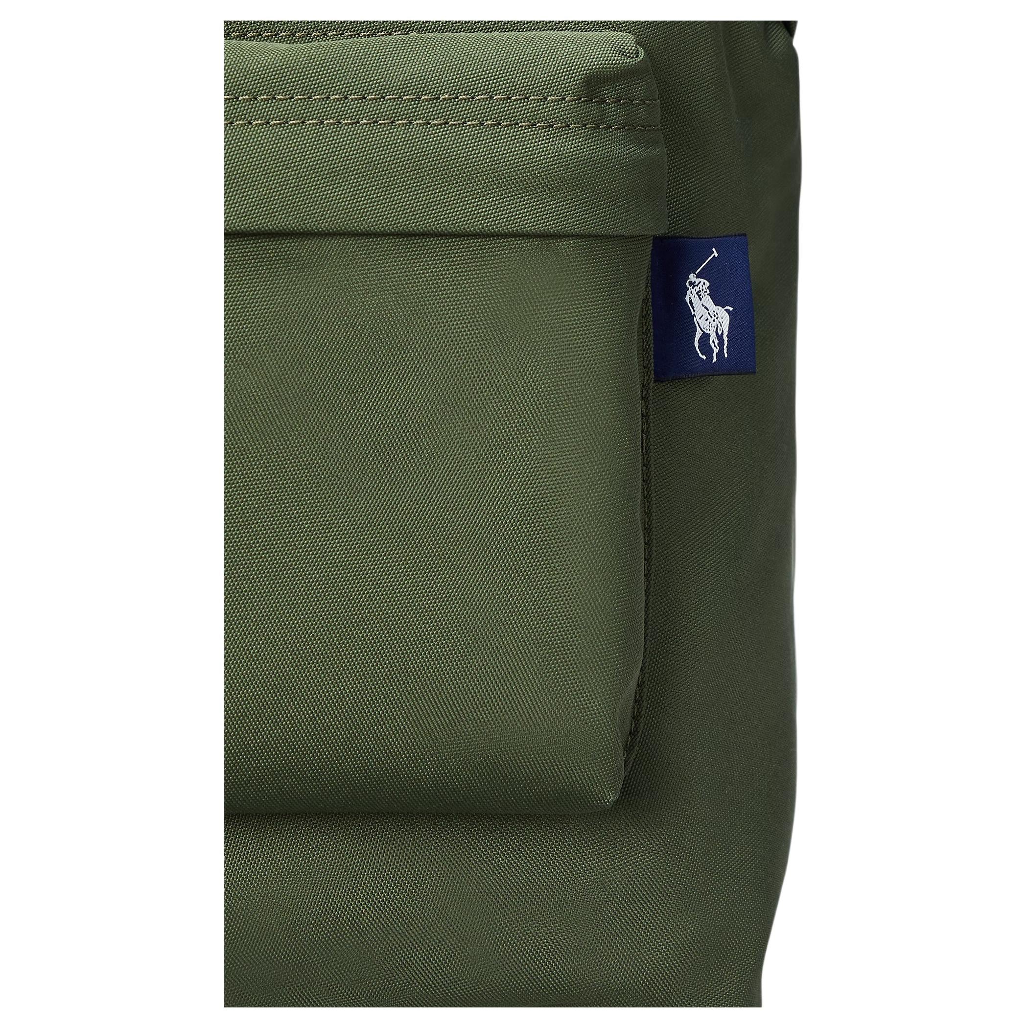 Polo Ralph Lauren brand logo zipper closure fabric backpack, unisex couple style, black