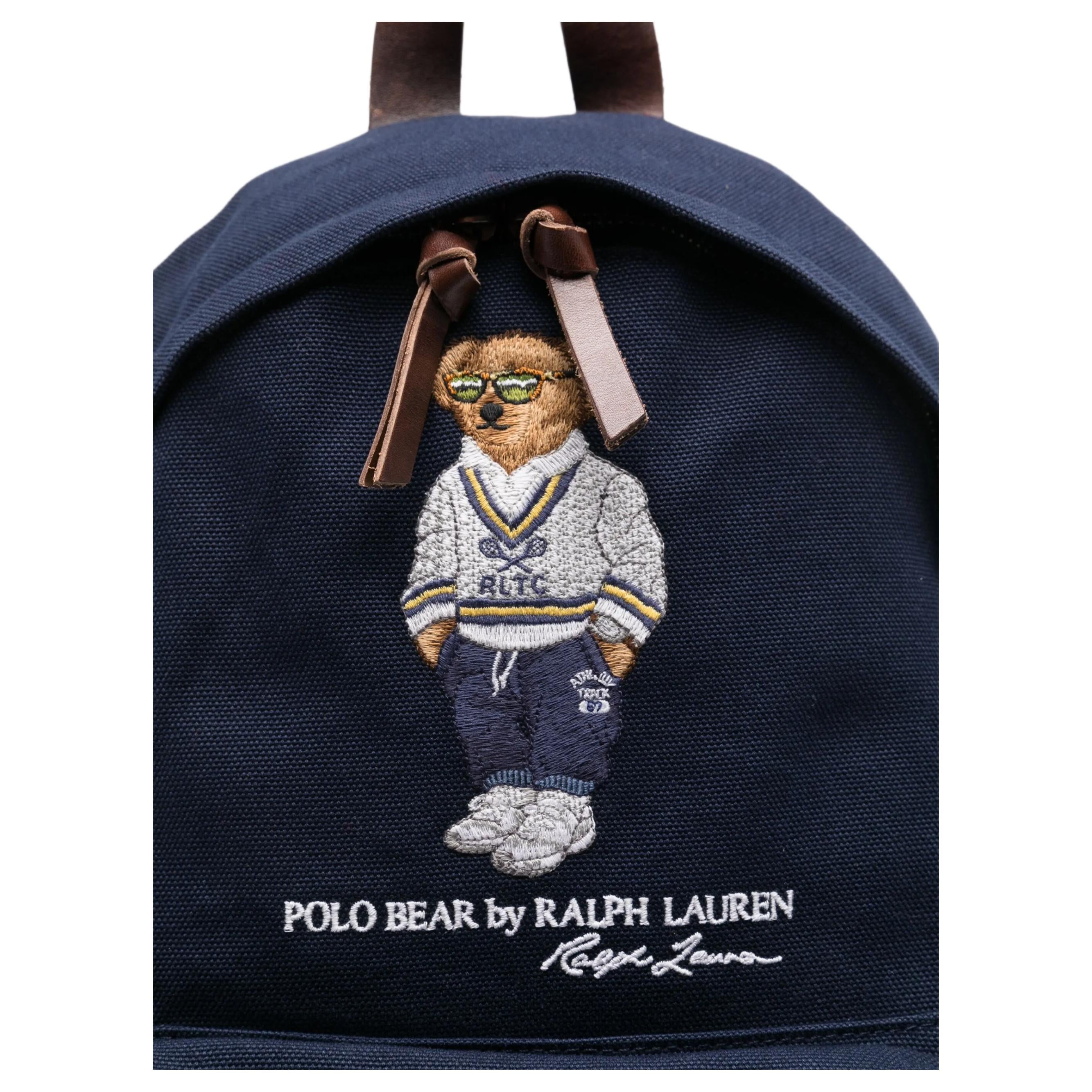 Polo Ralph Lauren Polo Bear Bear Print Letter Logo Cotton Backpack Men's Navy Blue
