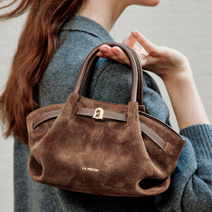 LA FESTIN | [Little lazy bag-suede] 2024 new bag bag suede bag crossbody bag commuter women's bag handbag