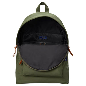 Polo Ralph Lauren brand logo zipper closure fabric backpack, unisex couple style, black