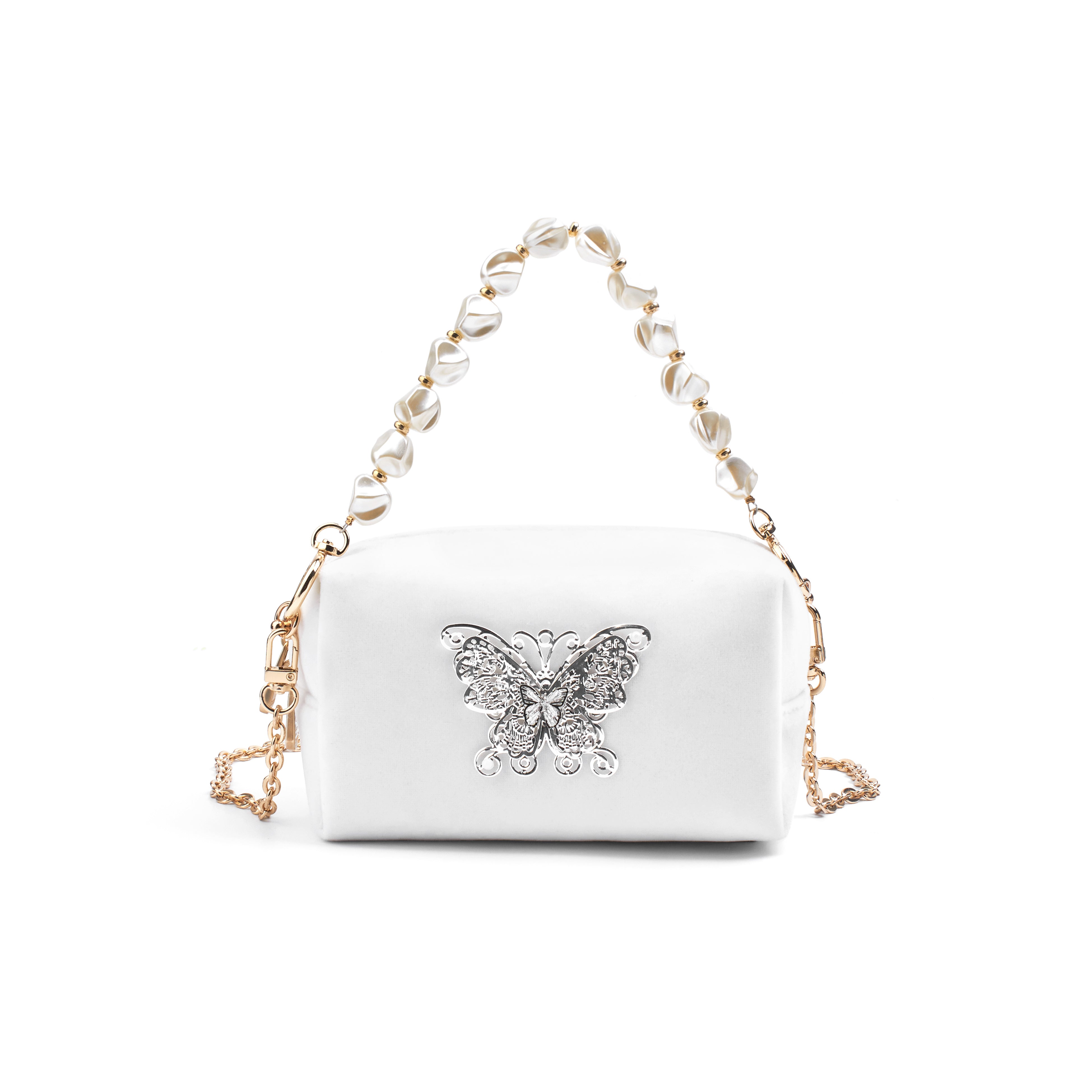 DIOR [Custom Makeup Bag] Amber White Butterfly Moon Makeup Bag Simple Standard