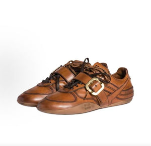 MIU MIU Gymnasium FW25 Fall/Winter Collection Runway Style Calfskin Leather Buckle Lace-up Shoes, Low-top Casual Women's Shoes