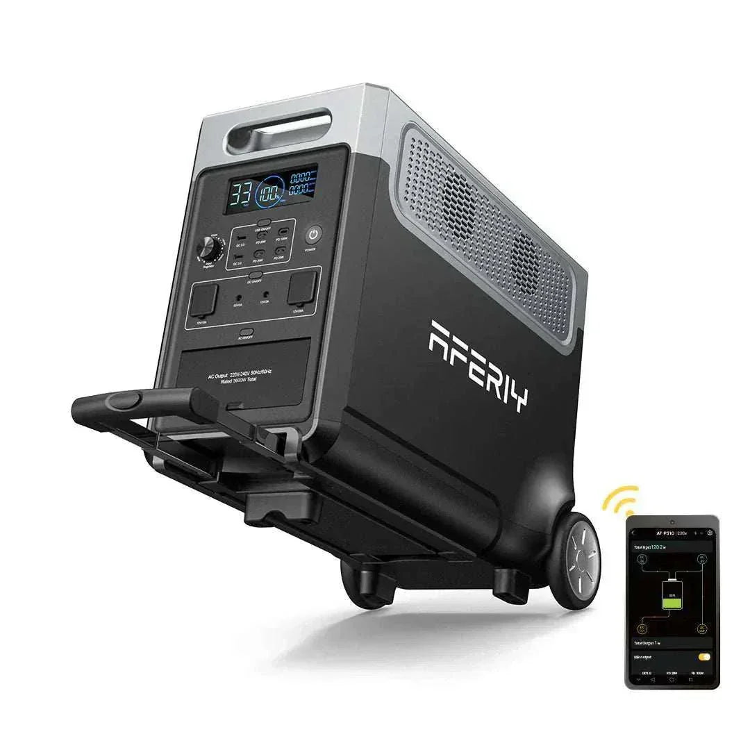 🔋 محطة طاقة شمسية 3840Wh محمولة AFERIY LiFePO4 مع ألواح شمسية 400W (قطعتين).