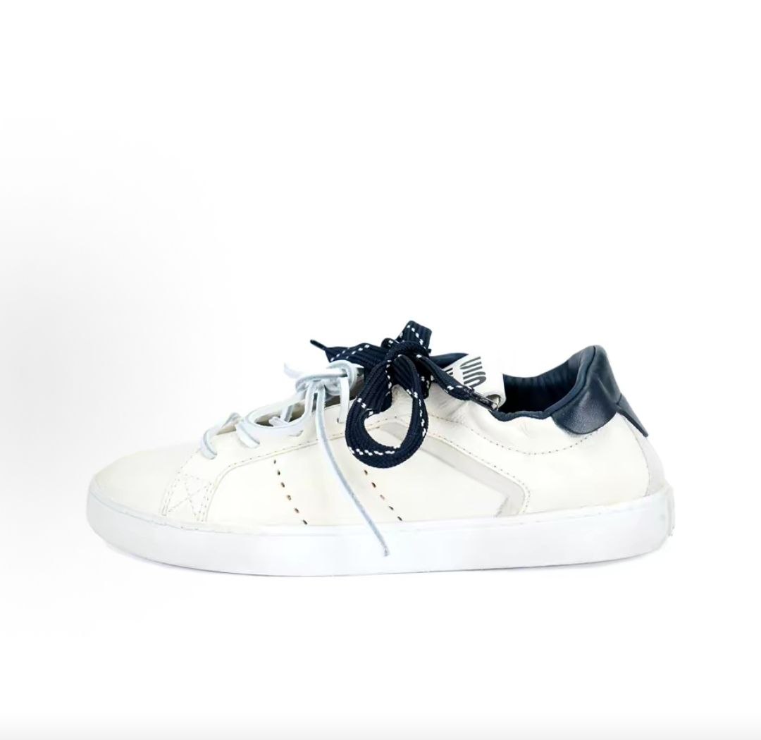 MIU MIU Deco Calfskin Distressed Lace-up Low-top Sneakers 2.2cm Women's White with Royal Blue