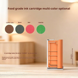 Display of certified edible ink options used in طباعة الشعارات على القهوة والمخبوزات والحلويات (Printing logos on coffee, baked goods, and sweets).