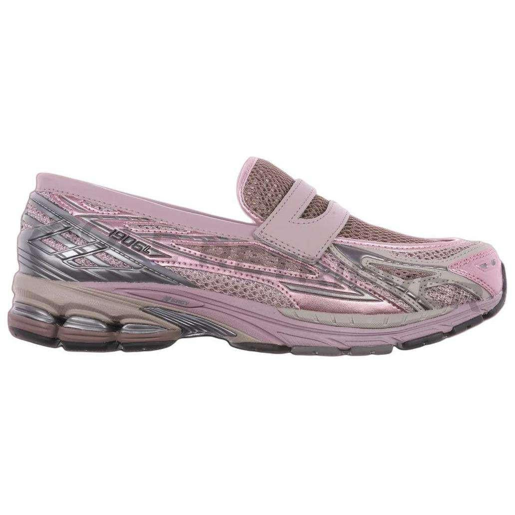 Medial side profile of a metallic mauve New Balance 1906L loafer sneaker