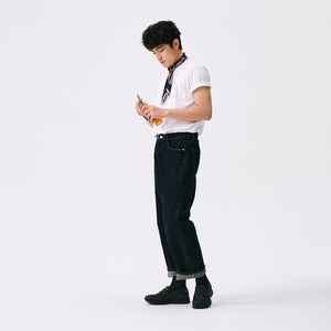 Lifestyle editorial featuring شوز نيو بالانس الأصلي styled seamlessly with smart-casual wear.