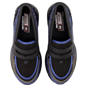 Top-down perspective of the New Balance 1906L Loafer Black Blue emphasizing the cushioned inner footbed, blending comfort with the signature look of حذاء نيو بالانس.