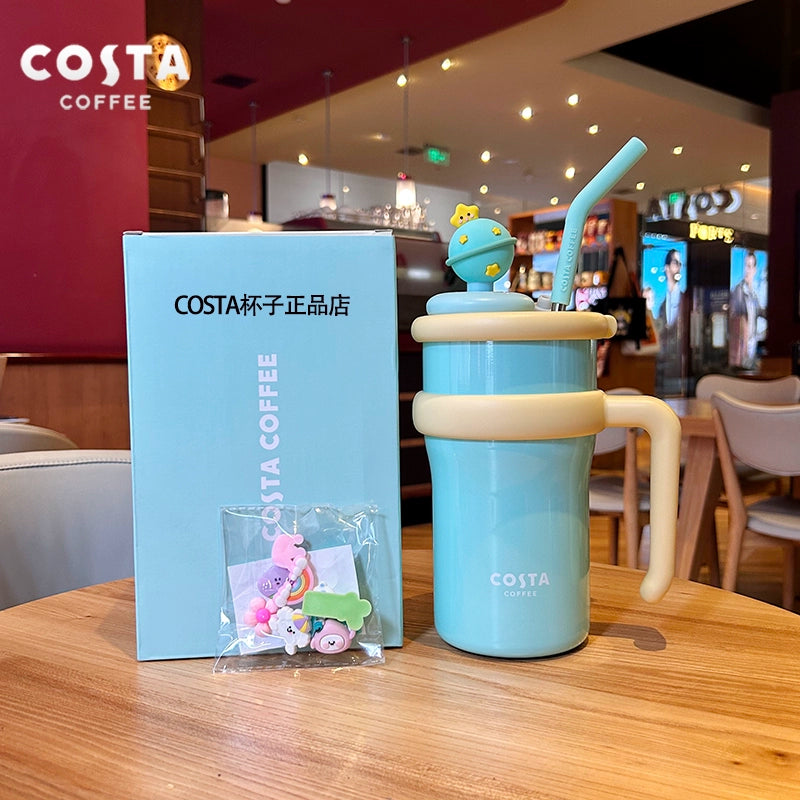 كوب حراري بألوان مبهجة من “Costa Coffee” مع مقبض وشفاطة، العدد محدود اصدارات محدودة