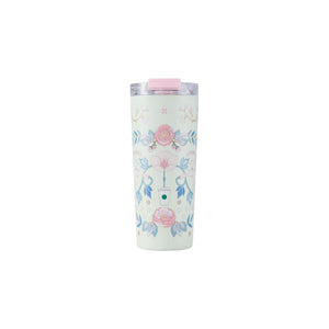 Tumbler Starbucks بنقشة زهور الربيع ولون أخضر نعناعي.