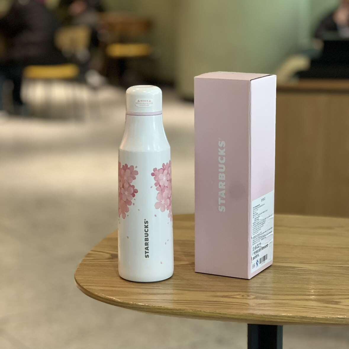 Starbucks Cup 2025 Cherry Blossom Spring Bloom Pink Girl's Heart Cold Glass Stainless Steel Straw Insulated Water Cup.