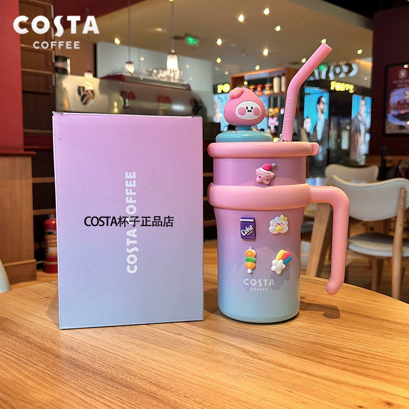 كوب حراري بألوان مبهجة من “Costa Coffee” مع مقبض وشفاطة، العدد محدود اصدارات محدودة