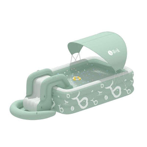 مسبح Swimming Pool مع زحليقة Slide ومظلة Sunshade لون أخضر.