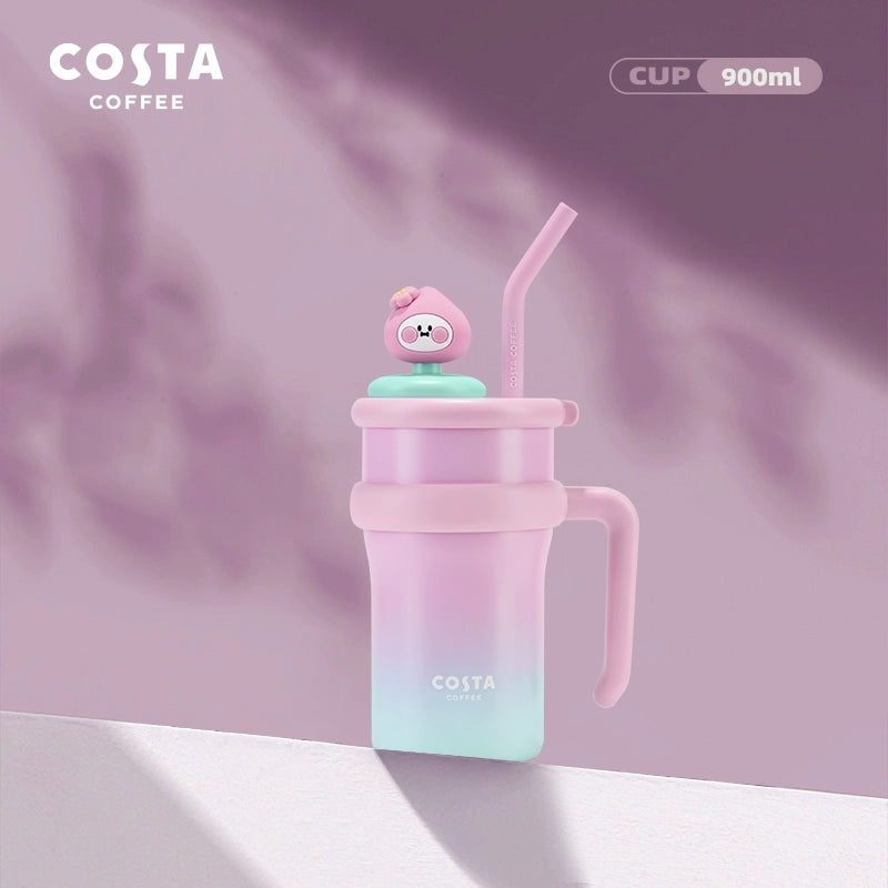 كوب حراري بألوان مبهجة من “Costa Coffee” مع مقبض وشفاطة، العدد محدود اصدارات محدودة