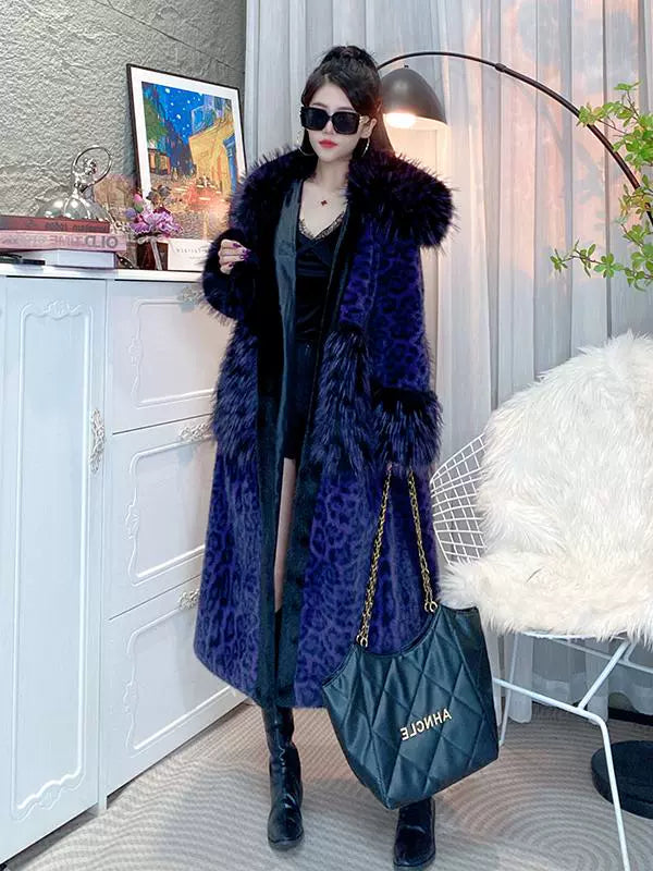 High-end leopard print artificial fur women's 2024 winter new Korean age-reducing casual fashion fur integrated coat