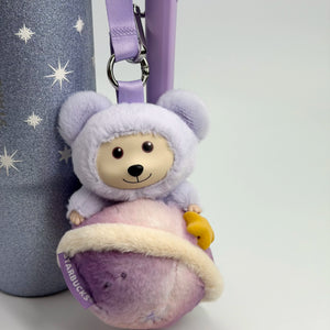 Starbucks Cup 2026 Purple Night Galaxy Series Large Capacity Car Stainless Steel Straw Cup with Bear Pendant