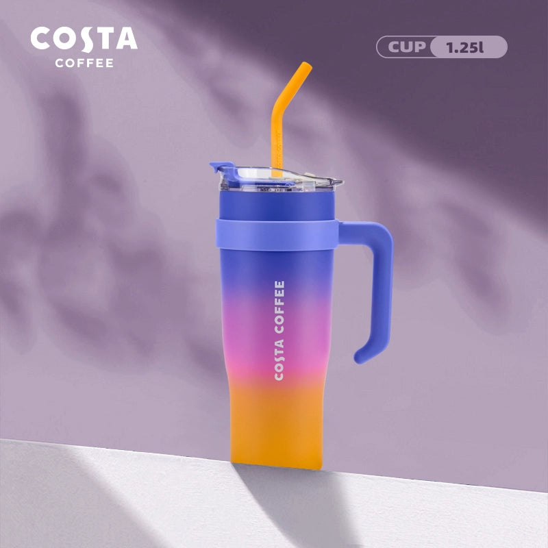 كوب حراري بألوان مبهجة من “Costa Coffee” مع مقبض وشفاطة، العدد محدود اصدارات محدودة