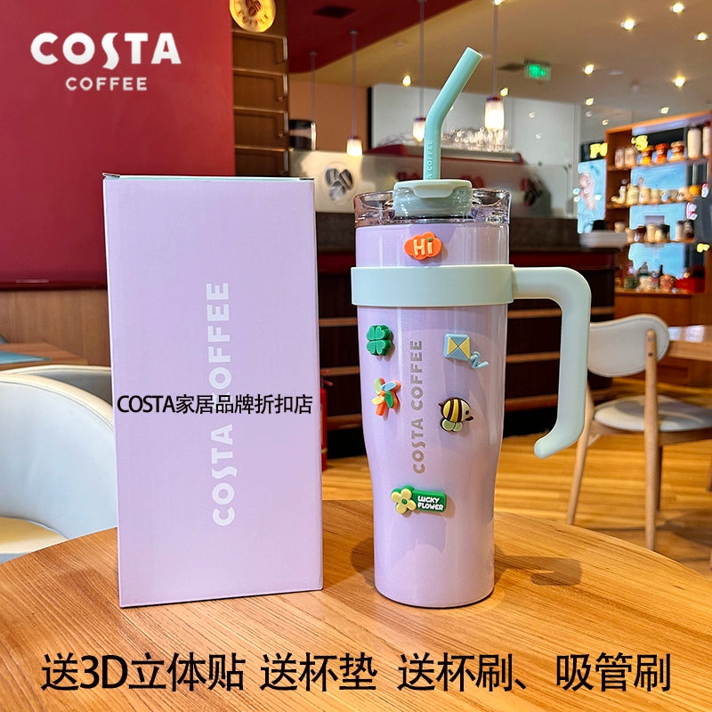 كوب حراري بألوان مبهجة من “Costa Coffee” مع مقبض وشفاطة، العدد محدود اصدارات محدودة