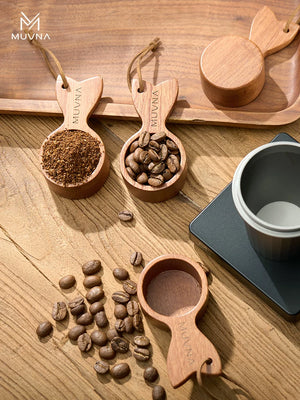MUVNA Coffee Spoon 10g Coffee Beans Short-Handled Wood Quality Spoon Walnut Coffee Powder Measuring Small Spoon