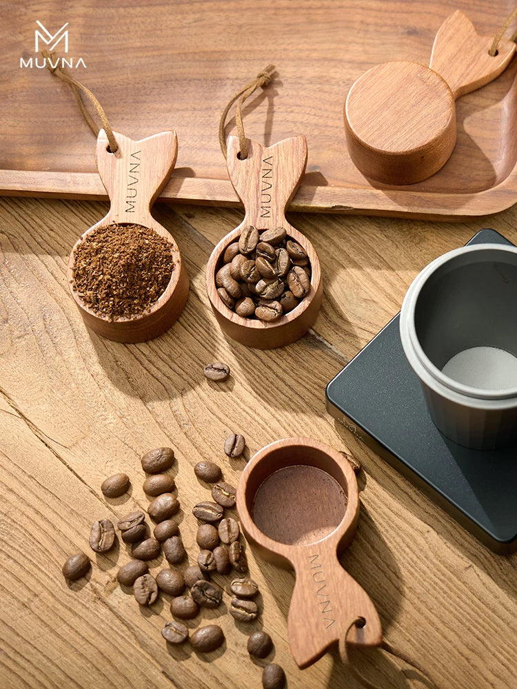 MUVNA Coffee Spoon 10g Coffee Beans Short-Handled Wood Quality Spoon Walnut Coffee Powder Measuring Small Spoon