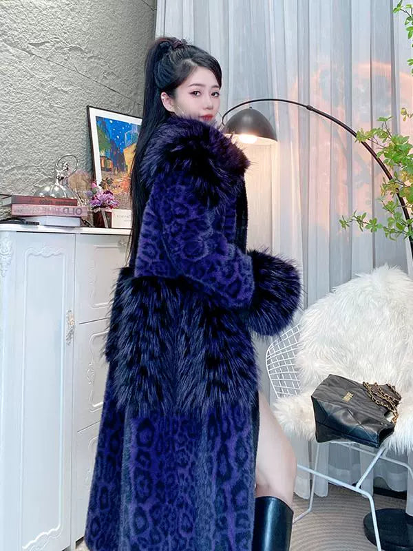 High-end leopard print artificial fur women's 2024 winter new Korean age-reducing casual fashion fur integrated coat