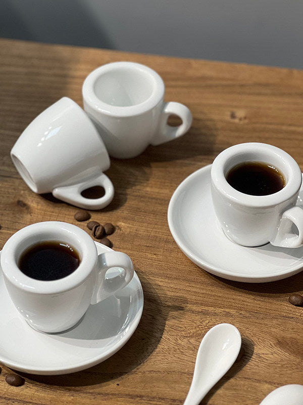 طقم أكواب Espresso سيراميك أبيض بجدار سميك 60ml