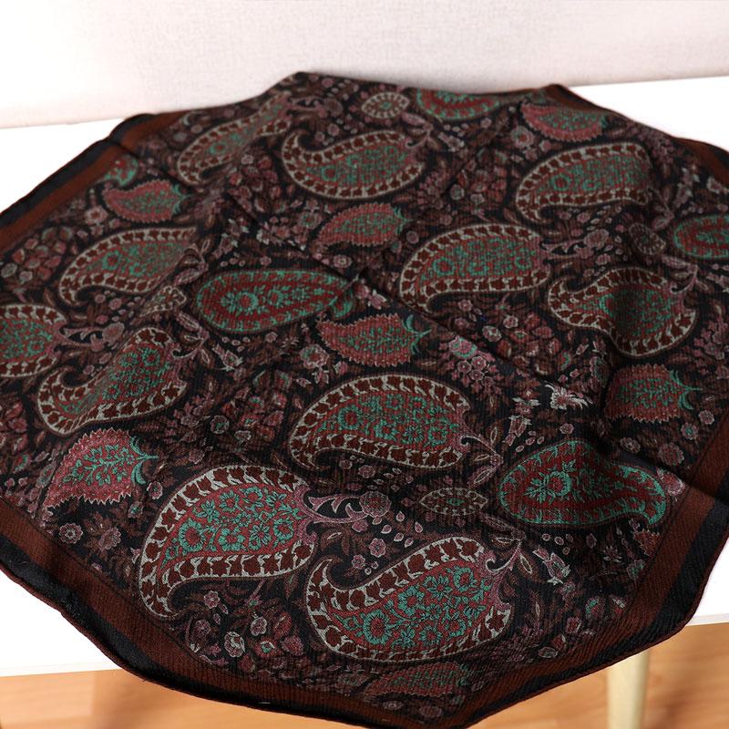 NEW Chocolate Double-sided Jacquard Silk Wool 70 Square Towel LP Retro Exotic Warm Small Square Scarf